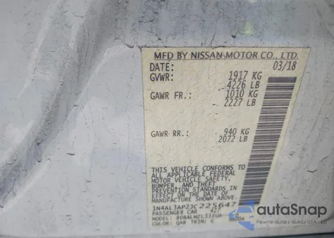 2018 Nissan Altima 2.5 Sv from USA, damaged, VIN 1N4AL3AP2JC225647